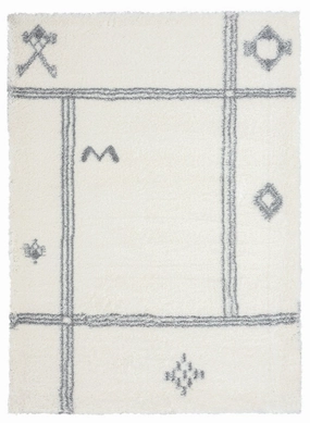 Makara Ivory And Grey Tribal Shag Rug *NO RETURNS UNLESS FAULTYmodern color block patchwork rug