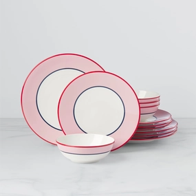 Make It Pop 12-Piece Dinnerware Set - Pink/Navymodern kitchen decor ,kitchen dinner set ,dinnerware 