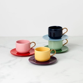 Make It Pop 8-Piece Cup & Saucer Setglass cups ,personalized mugs 