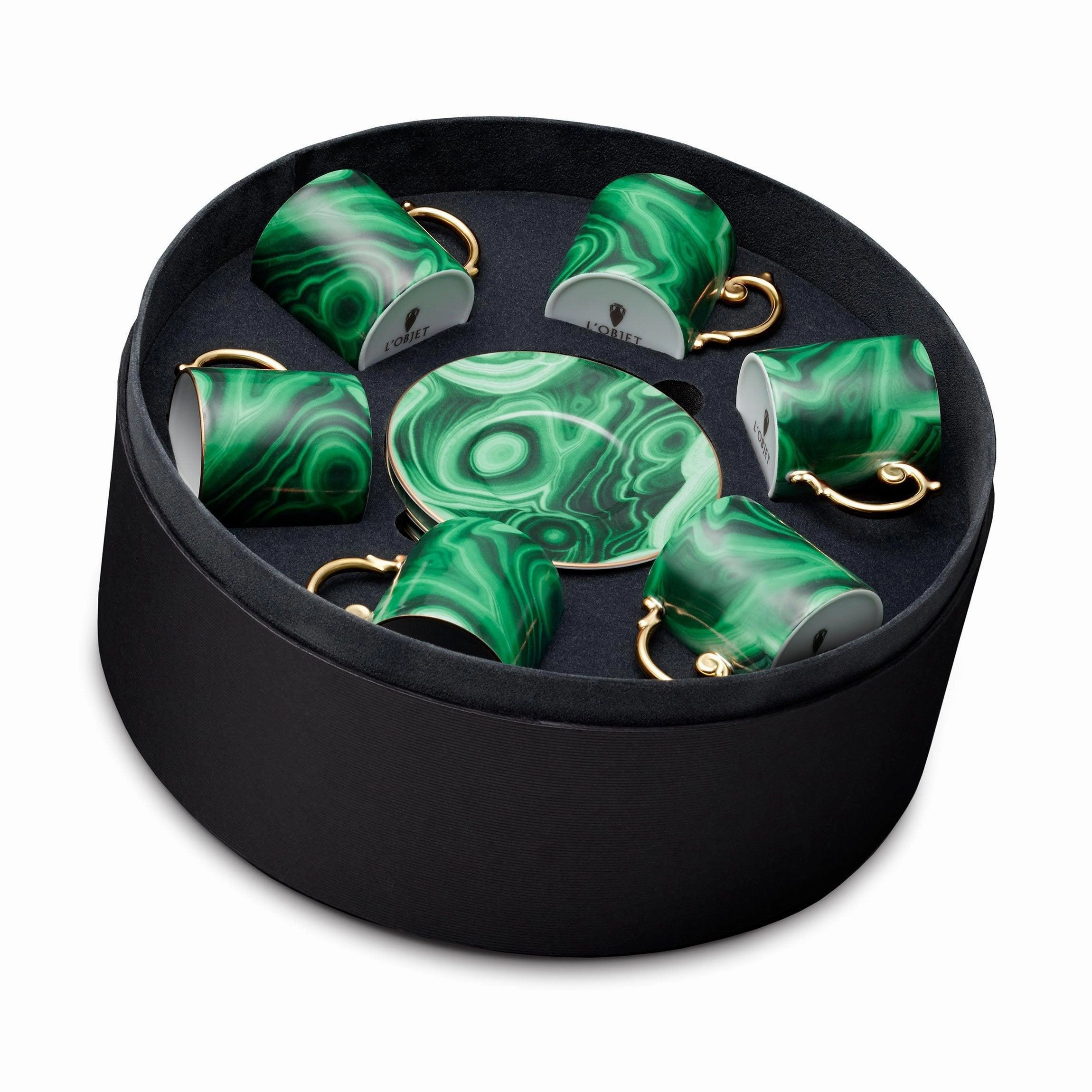 Malachite Espresso Cup   Saucer (Set of 6)glass cups ,personalized mugs 