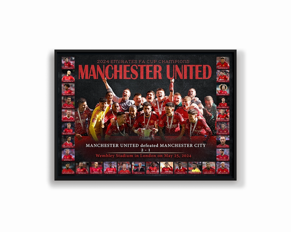 Manchester United FA Cup Champions Print Framed Landscapehandmade souvenirs