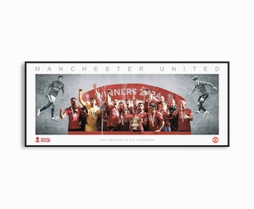 MANCHESTER UNITED FA CUP TEAM PANORAMIC COLLAGE PRINT SIGNED FRAMED WINGShandmade souvenirs