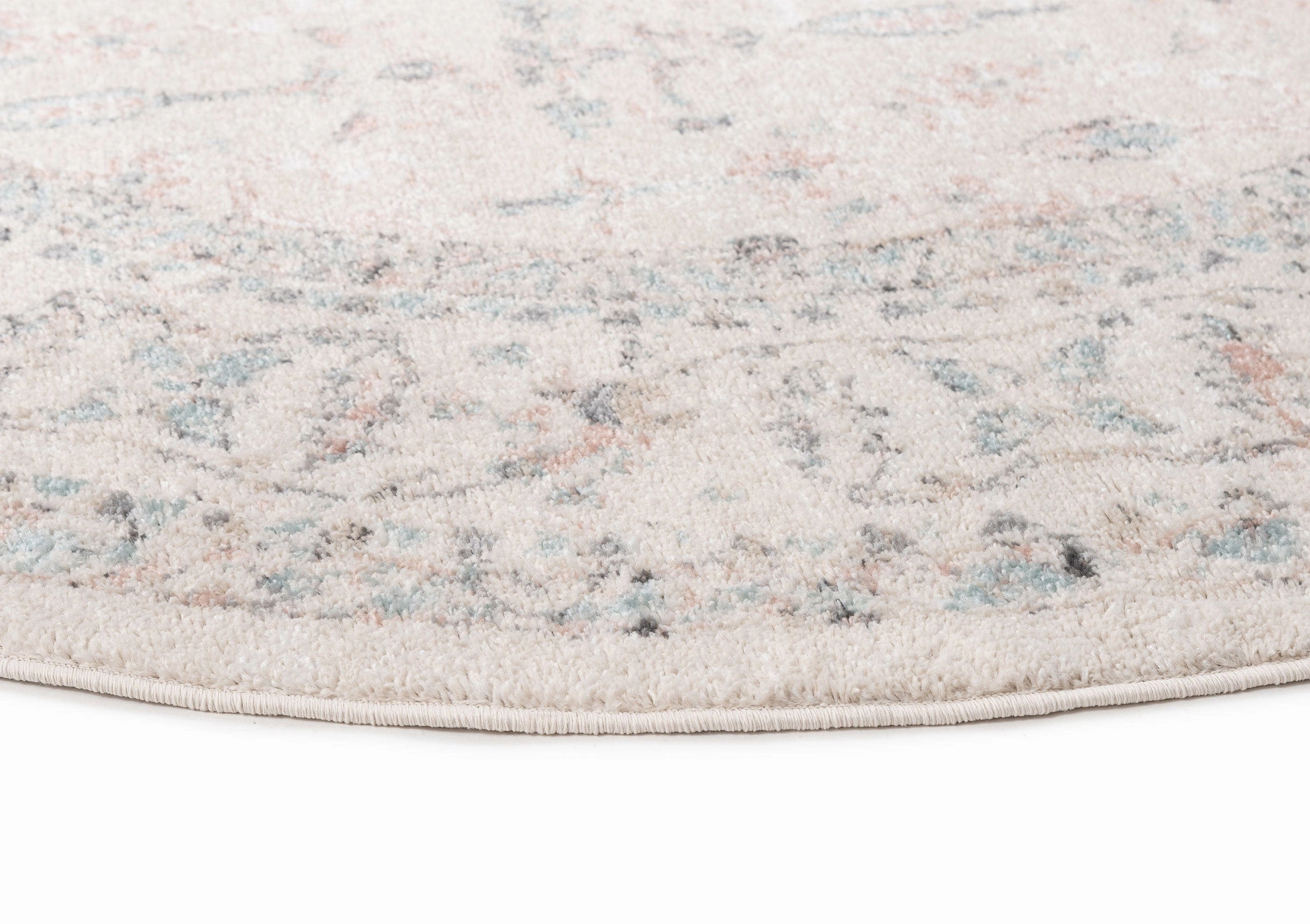 Maplewood Cream and Pink Traditional Round Rug