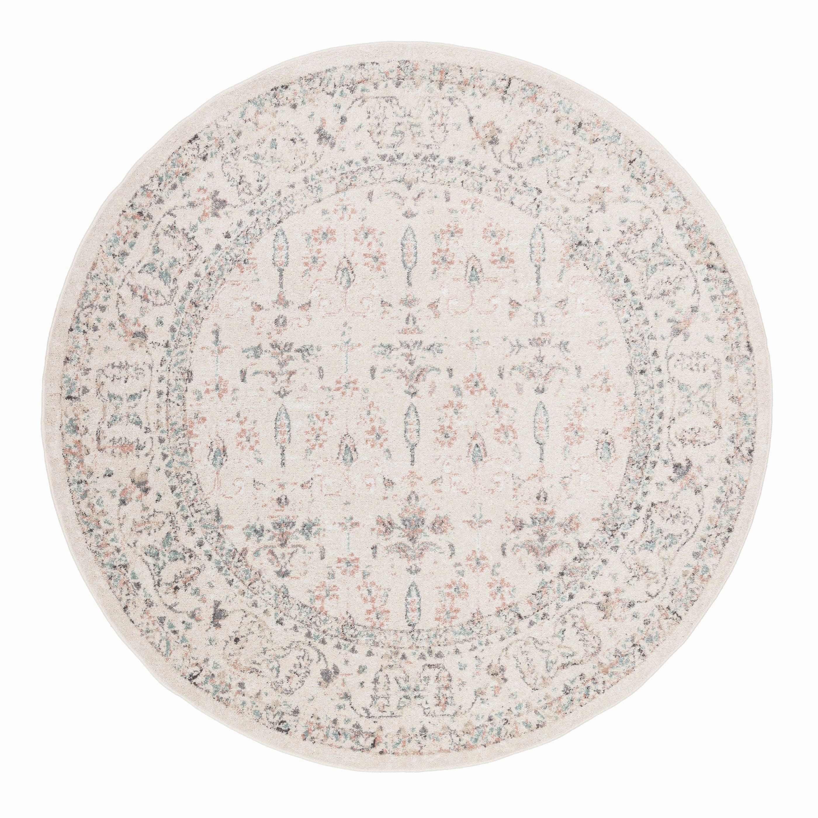 Maplewood Cream and Pink Traditional Round Rugmodern color block patchwork rug