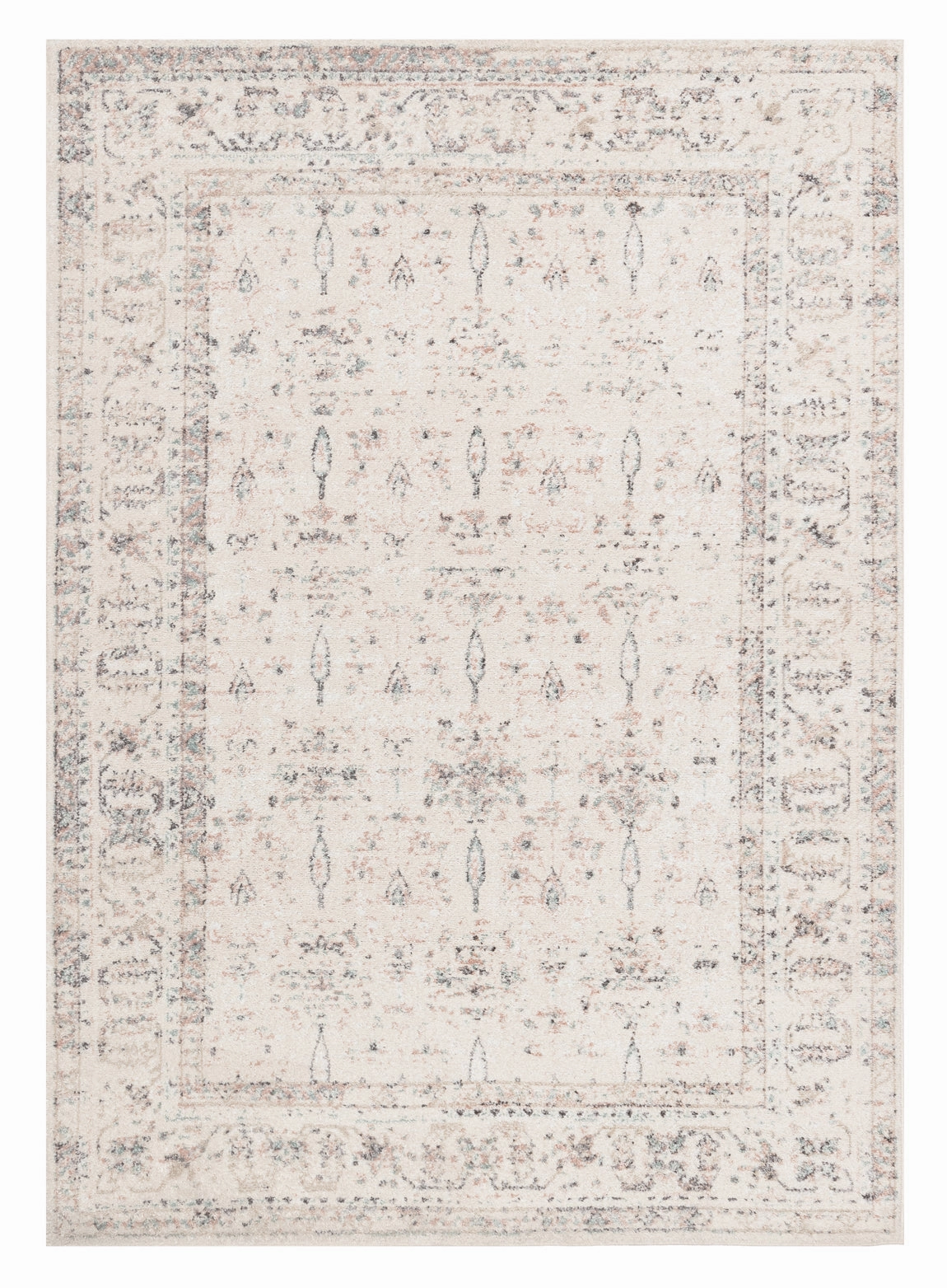 Maplewood Cream and Pink Traditional Rugmodern color block patchwork rug