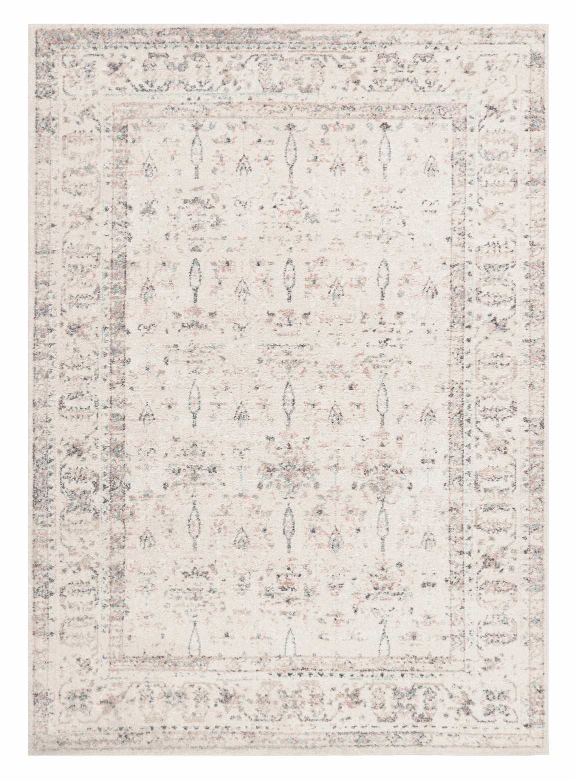 Maplewood Cream and Pink Traditional Rugmodern color block patchwork rug