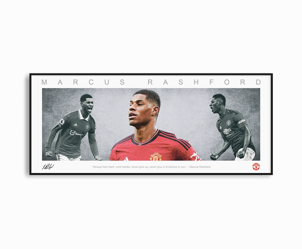 MARCUS RASHFORD PANORAMIC COLLAGE PRINT SIGNED FRAMED WINGShandmade souvenirs