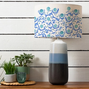 Mariani Eva & Nama Complete Table Lamp Cobaltreplacement lampshade,White Linen Drum Lampshade for Table or Floor Lamp
