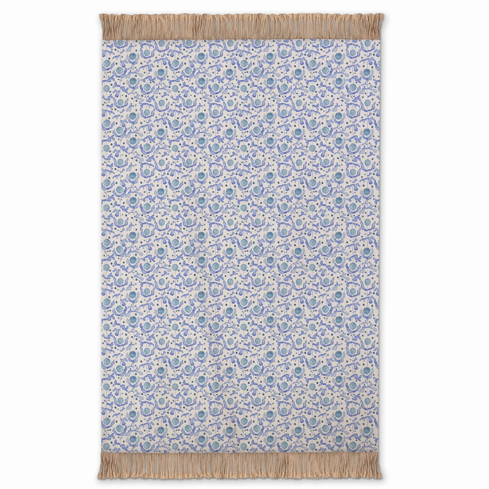 Mariani Printed Fringe Throw Cobalt