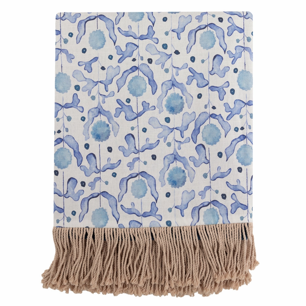 Mariani Printed Fringe Throw Cobalt