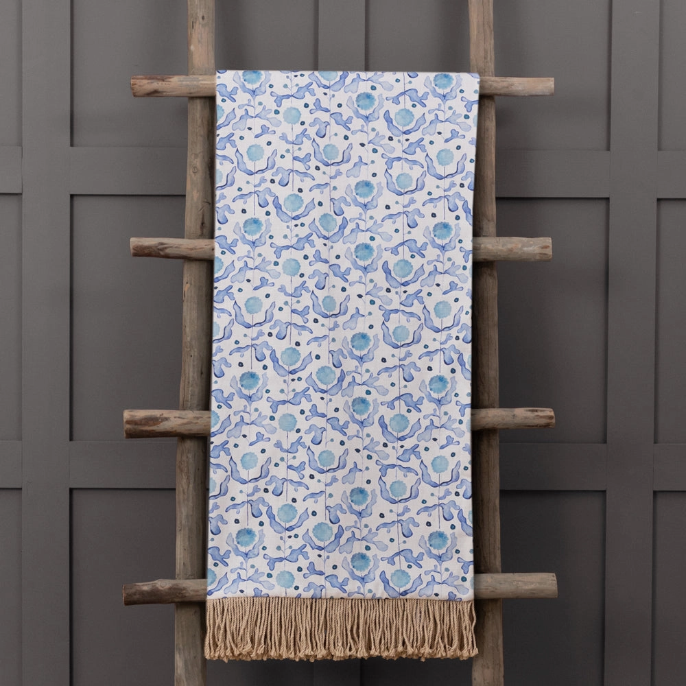 Mariani Printed Fringe Throw Cobalt