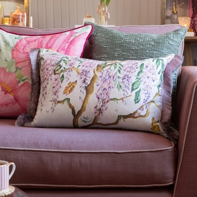 Mariposa Printed Ruched Cushion Creambedding sets ,throw blankets 