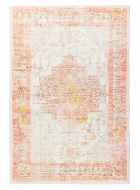 Marissa Orange Peach and Cream Medallion Washable Rugmodern color block patchwork rug