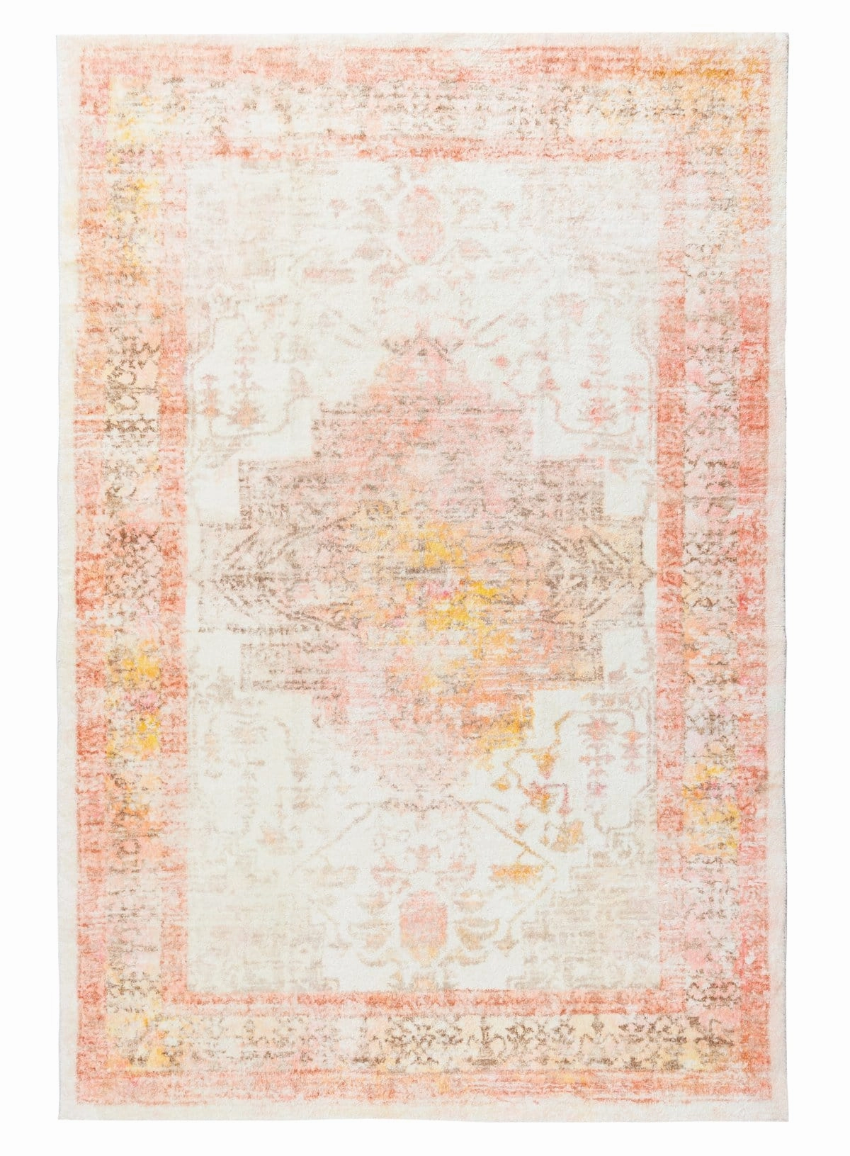 Marissa Orange Peach and Cream Medallion Washable Rugmodern color block patchwork rug