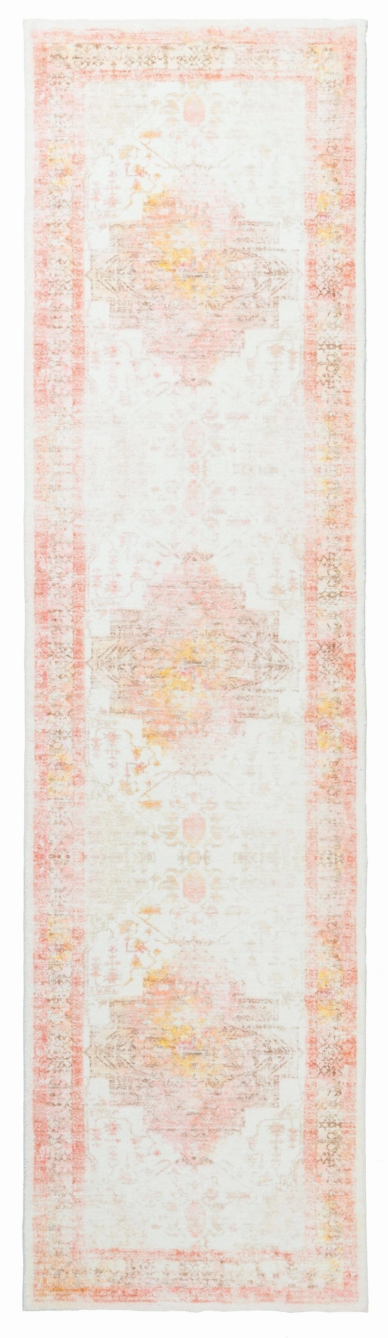 Marissa Orange Peach and Cream Medallion Washable Runner Rug *NO RETURNS UNLESS FAULTYmodern color block patchwork rug