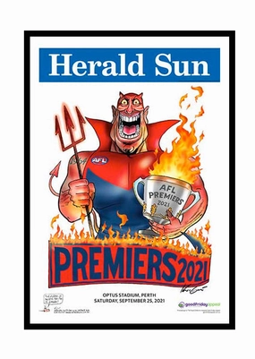 MARK KNIGHT HERALD SUN MELBOURNE DEMONS 2021 FRAMED POSTERhandmade souvenirs