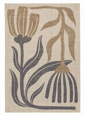 Marzon Beige and Brown Botanical Washable Rugmodern color block patchwork rug