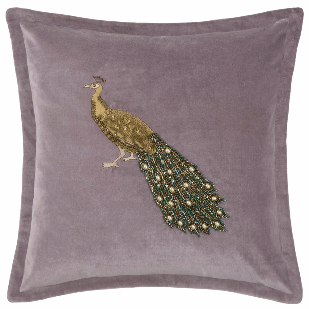 Mayura Embroidered Feather Cushion Lavender