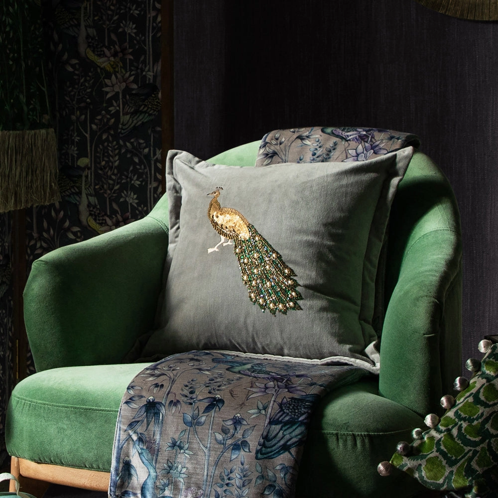 Mayura Embroidered Feather Cushion Steelbedding sets ,throw blankets 