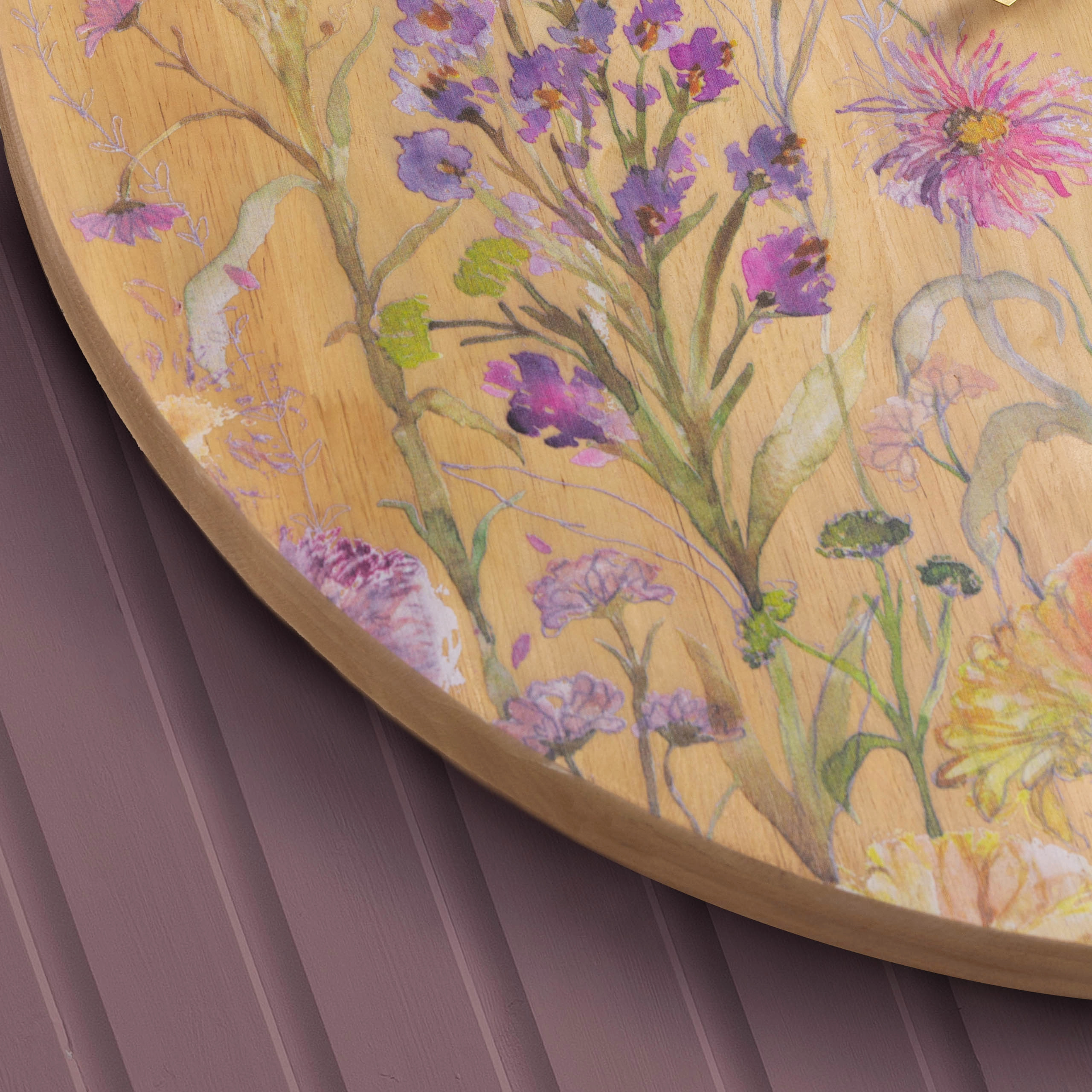 Medmerry Printed Wooden Clock Honey Oak