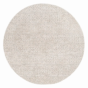 Melia Grey and Ivory Tribal Textured Round Rugmodern color block patchwork rug
