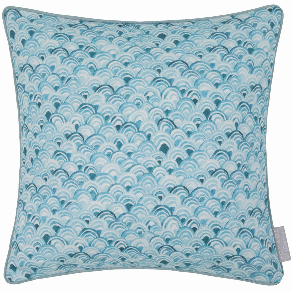 Melia Printed Piped Cushion Glacier