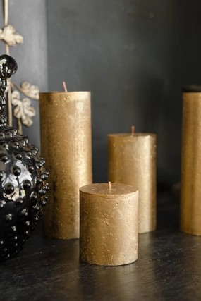 Metallic Gold Shimmer Pillar Candle - Smallscented candle ,decorative candle 
