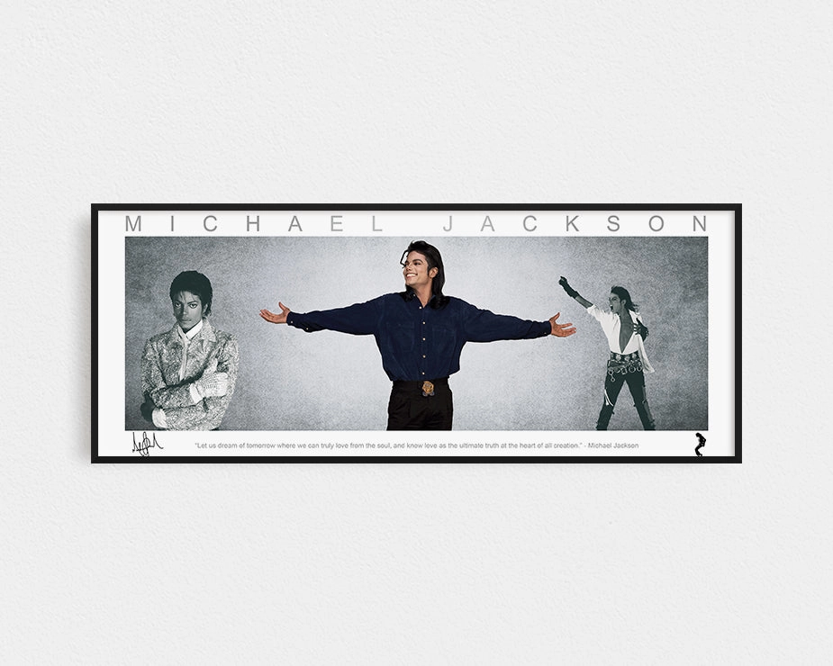 MICHAEL JACKSON PANORAMIC COLLAGE PRINT SIGNED FRAMED WINGShandmade souvenirs