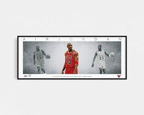 MICHAEL JORDAN PANORAMIC COLLAGE PRINT SIGNED FRAMED WINGShandmade souvenirs