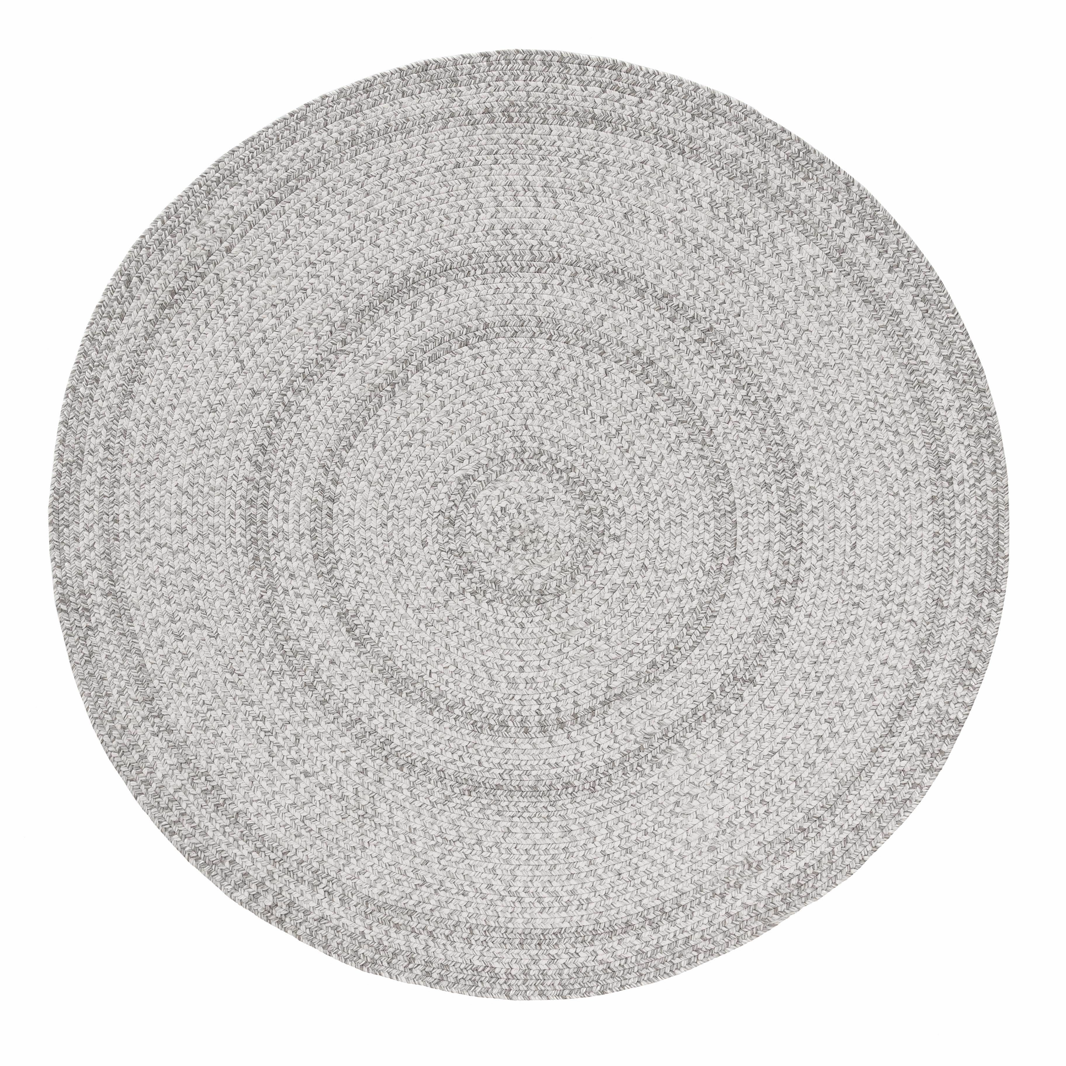 Mika Grey Braided Flatweave Indoor Outdoor Round Rug *NO RETURNS UNLESS FAULTYmodern color block patchwork rug
