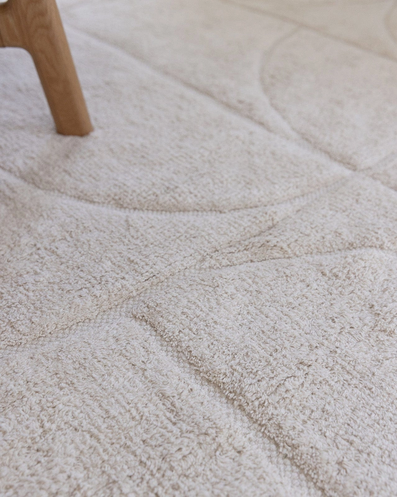 Mikaela Cream Beige Abstract Cotton Washable Rug