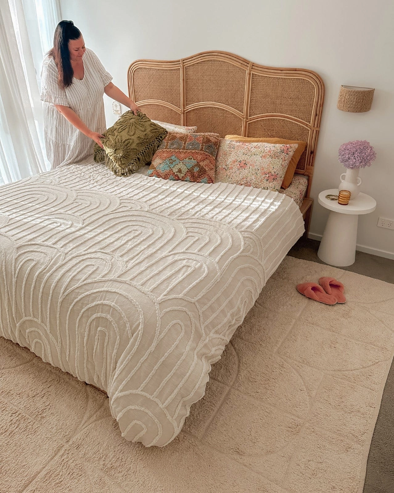 Mikaela Cream Beige Abstract Cotton Washable Rug