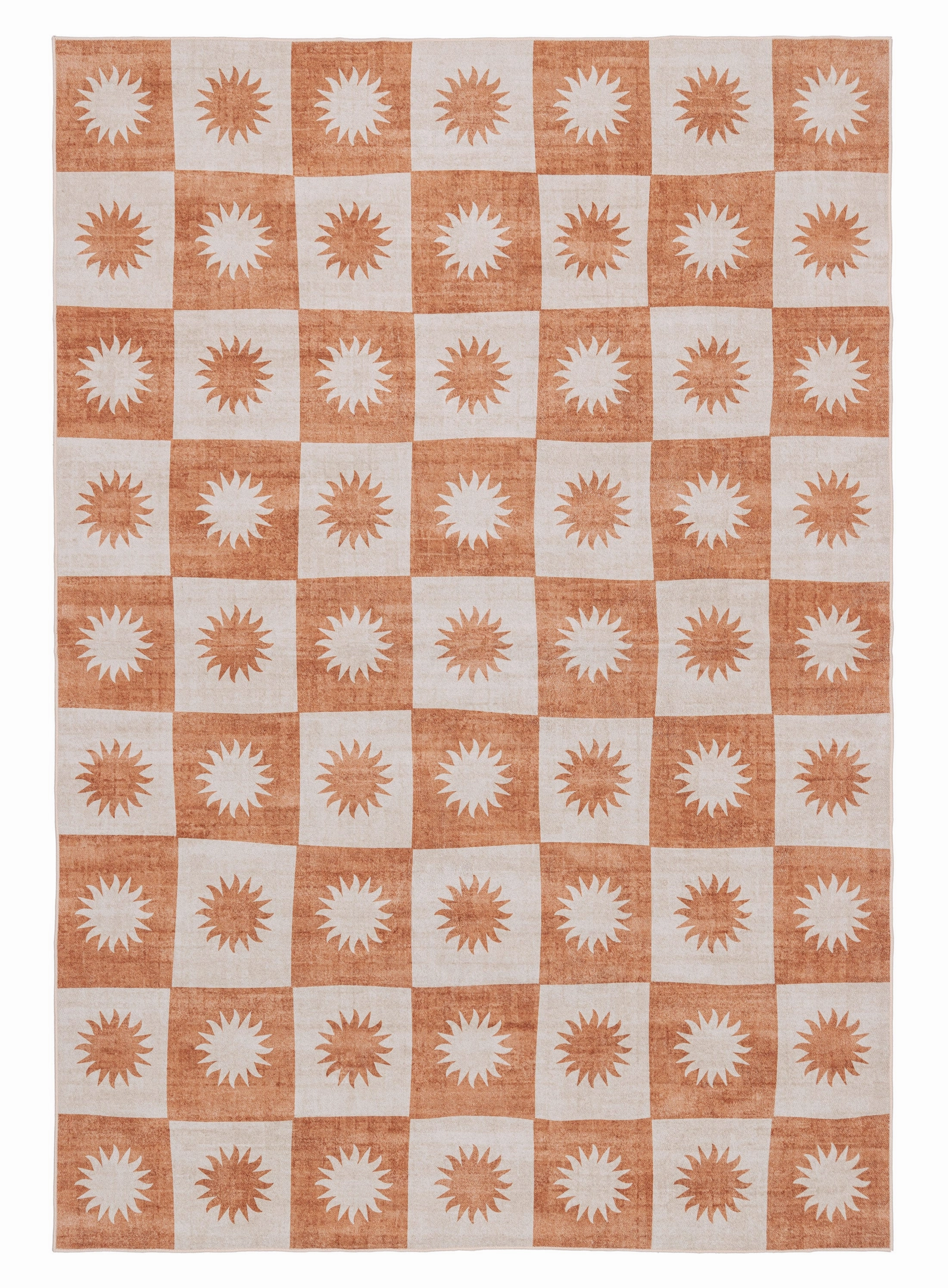 Milena Orange and Beige Washable Rugmodern color block patchwork rug