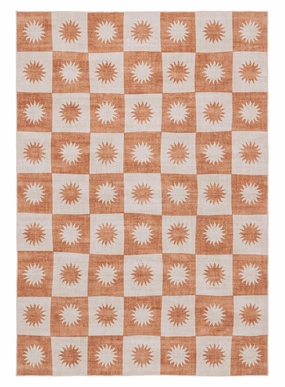 Milena Orange and Beige Washable Rugmodern color block patchwork rug