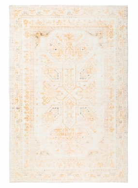 Mina Orange and Cream Transitional Washable Rugmodern color block patchwork rug