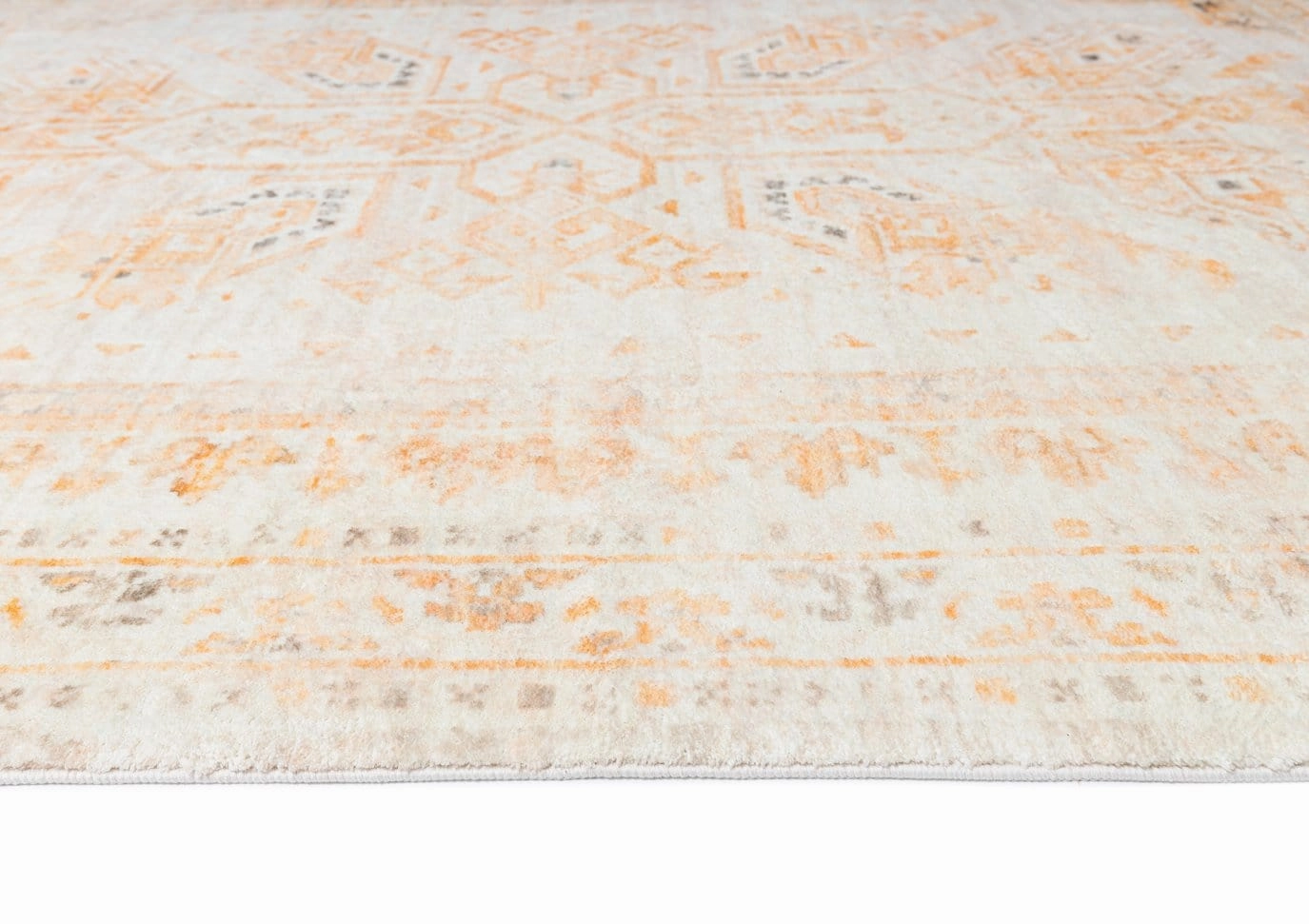 Mina Orange and Cream Transitional Washable Rug