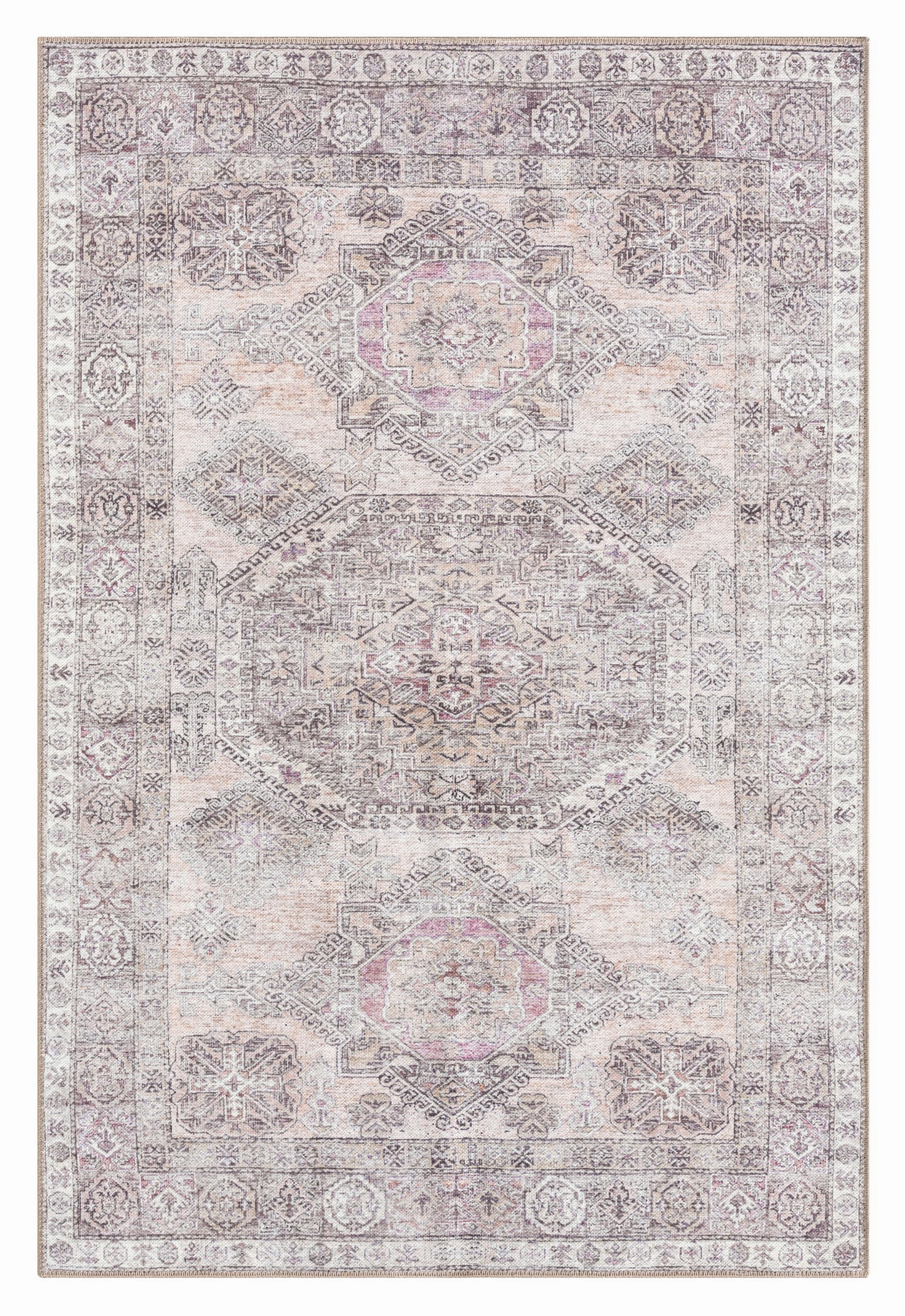 Mindi Grey and Pink Traditional Distressed Washable Rugmodern color block patchwork rug