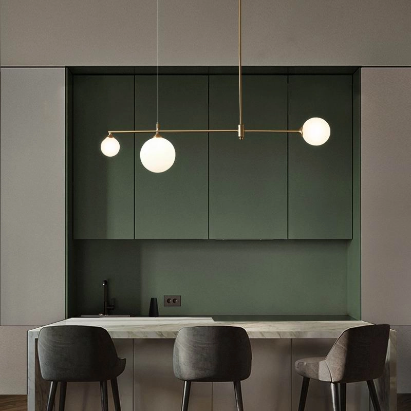 Minimalist Gold and Glass Island Chandelier