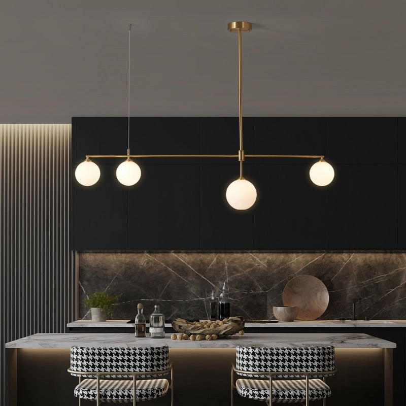 Minimalist Gold and Glass Island Chandelier