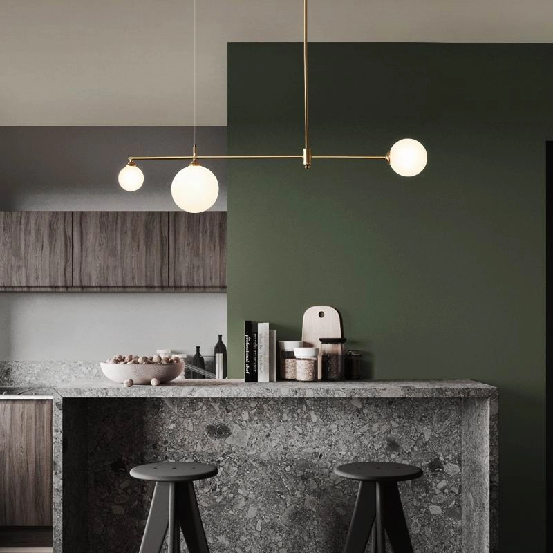 Minimalist Gold and Glass Island Chandelier