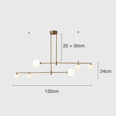 Minimalist Gold and Glass Island Chandelier
