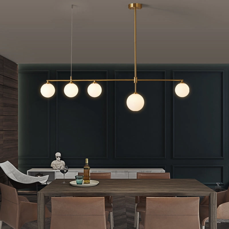 Minimalist Gold and Glass Island Chandelier