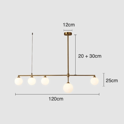 Minimalist Gold and Glass Island Chandelier