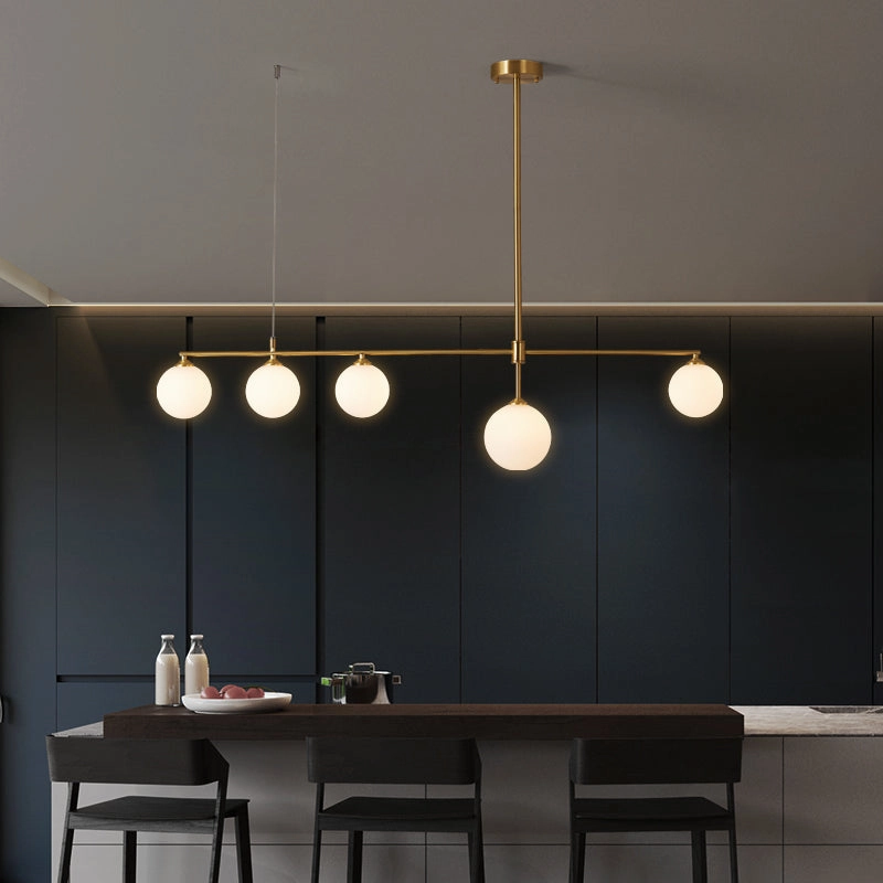 Minimalist Gold and Glass Island Chandelier