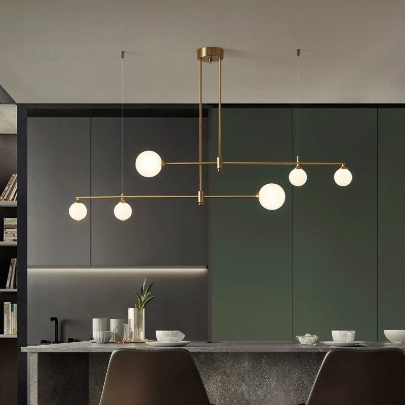Minimalist Gold and Glass Island Chandelier