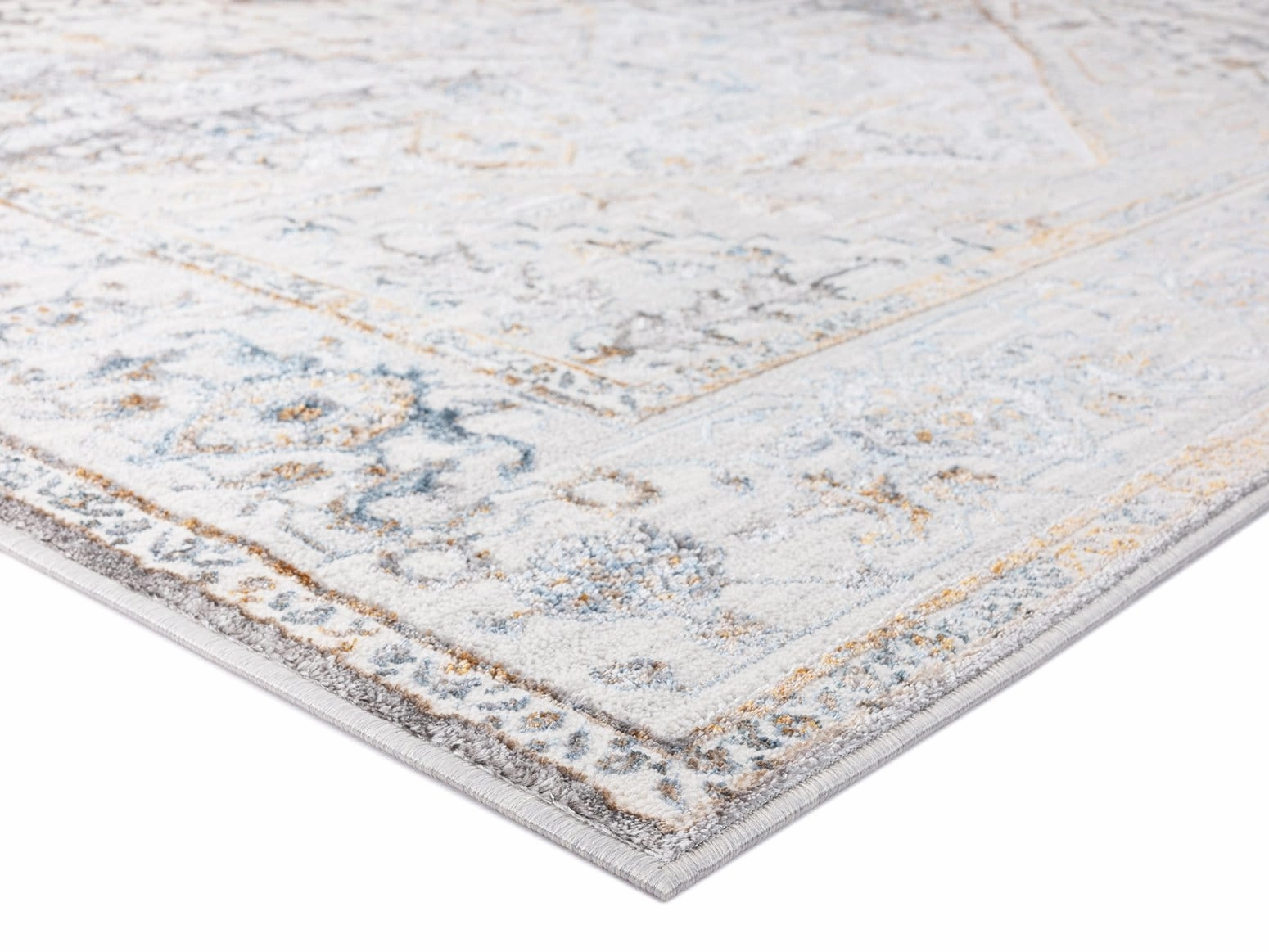 Mira Grey Tan And Blue Lustrous Traditional Rug *NO RETURNS UNLESS FAULTY