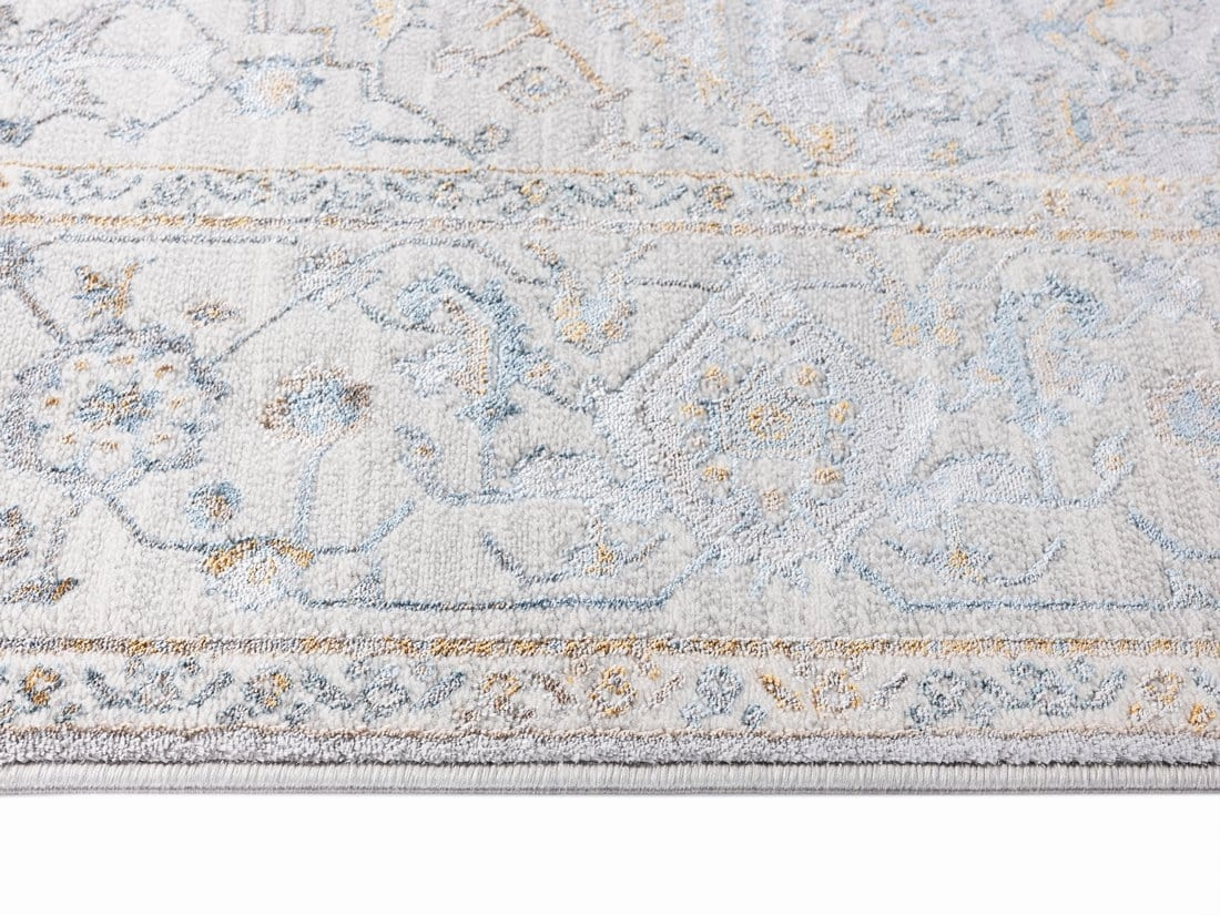 Mira Grey Tan And Blue Lustrous Traditional Rug *NO RETURNS UNLESS FAULTY