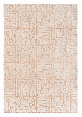 Miranda Peach and Cream Transitional Tribal Rugmodern color block patchwork rug