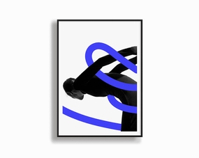 Model Art Portrait Blue Linesnordic style wall decor
