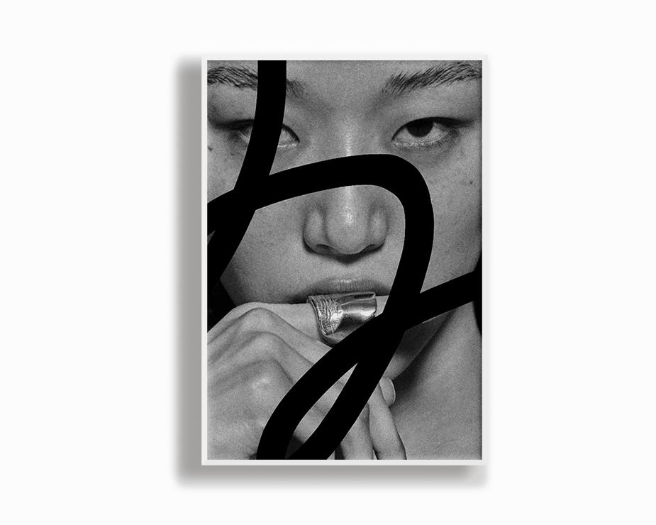Model Portrait Black Lines